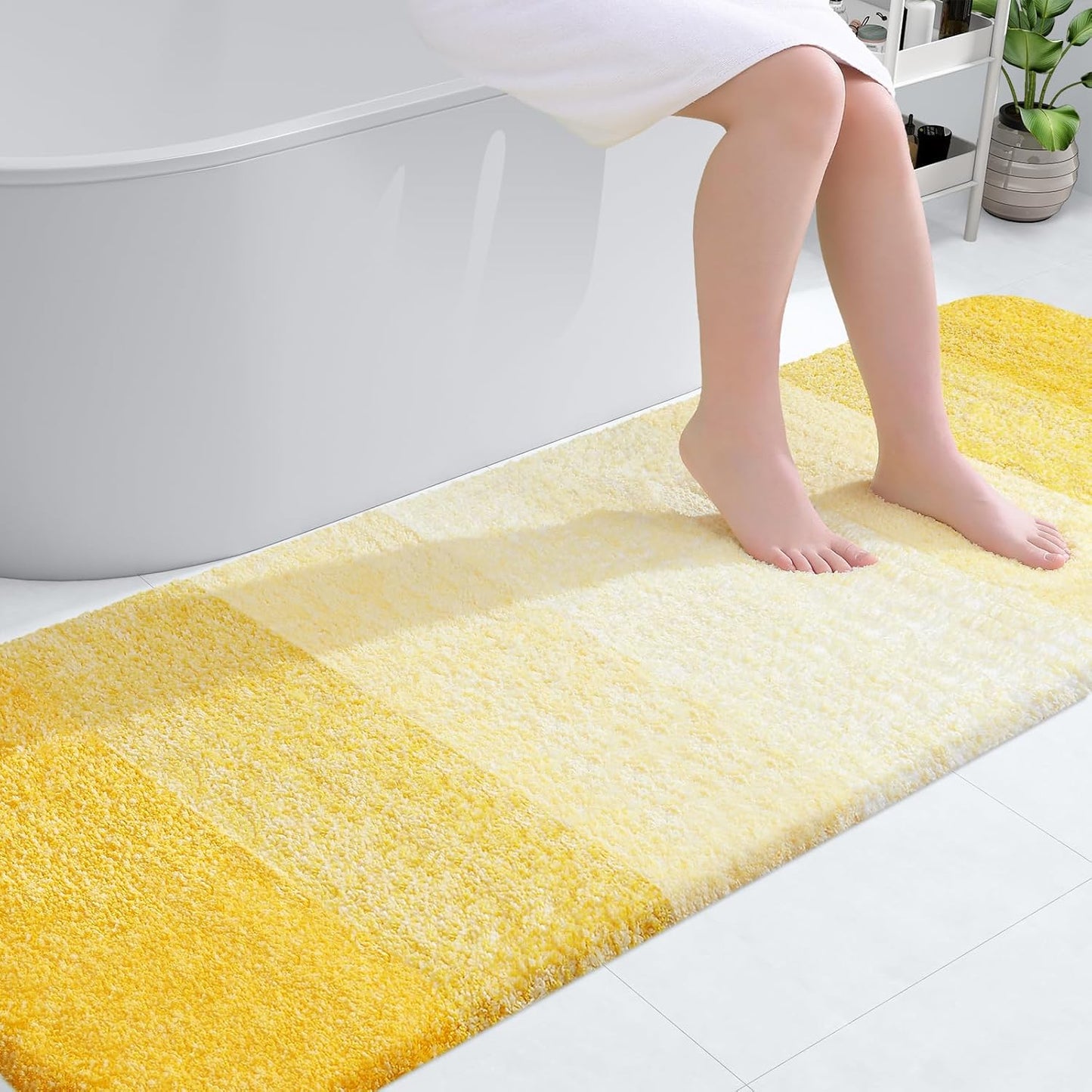 OLANLY Bathroom Runner Rugs 70x24, Extra Soft Absorbent Microfiber Bath Rugs, Rubber Backing, Quick Dry, Machine Washable Bath Mats for Bathroom Floor, Tub and Shower, Home Decor Accessories, Yellow