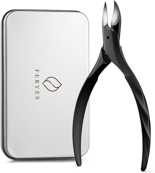 FERYES Podiatrist Toenail Clippers for Thick Nails – Curved Blade Scissors for Seniors, Ingrown Nail Trimming with Wide Jaw, Anti-Slip Handle, Premium Stainless Steel
