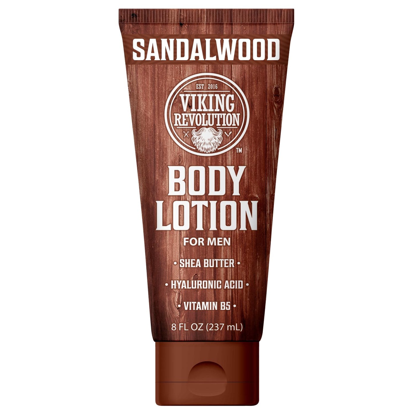 Viking Revolution Sandalwood Body Lotion for Men – Mens Lotion for Dry Skin with Shea Butter, Hyaluronic Acid and Vitamin B5 – Nourishing Mens Body Lotion for Hydrated and Smooth Skin (8oz, 1 Pack)