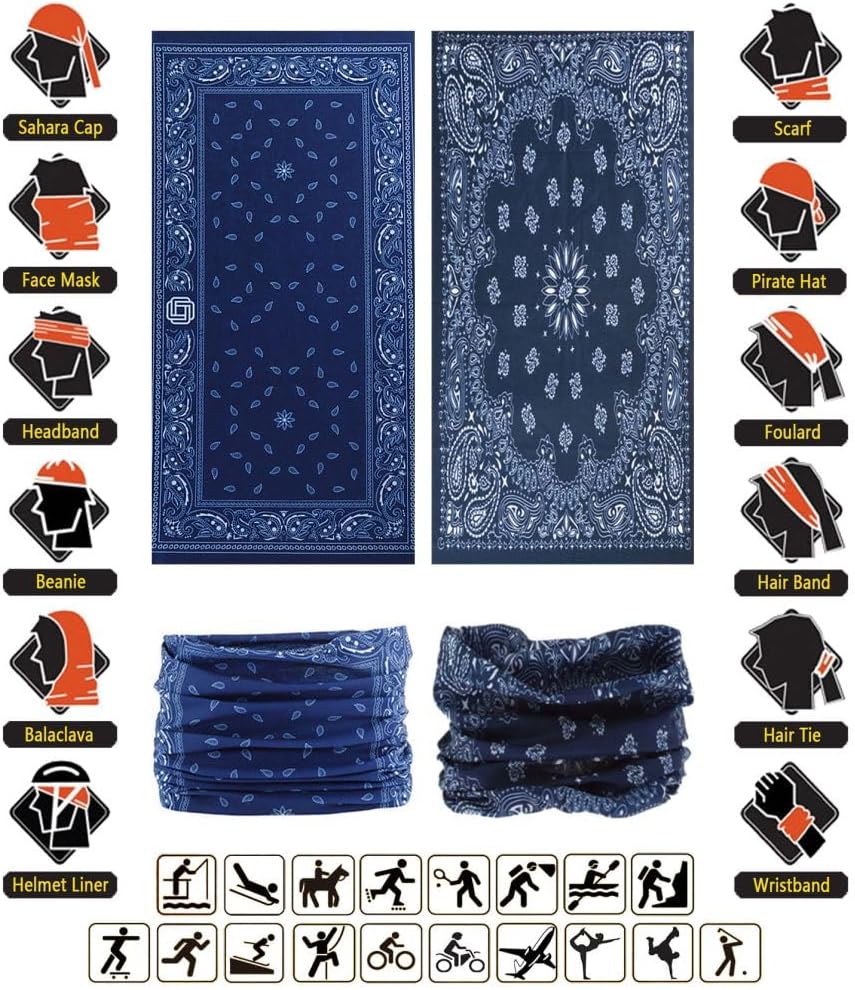 Headband Neck Gaiter Head Wrap Headwear Face Mask Magic Scarf Bandana for Men and Women