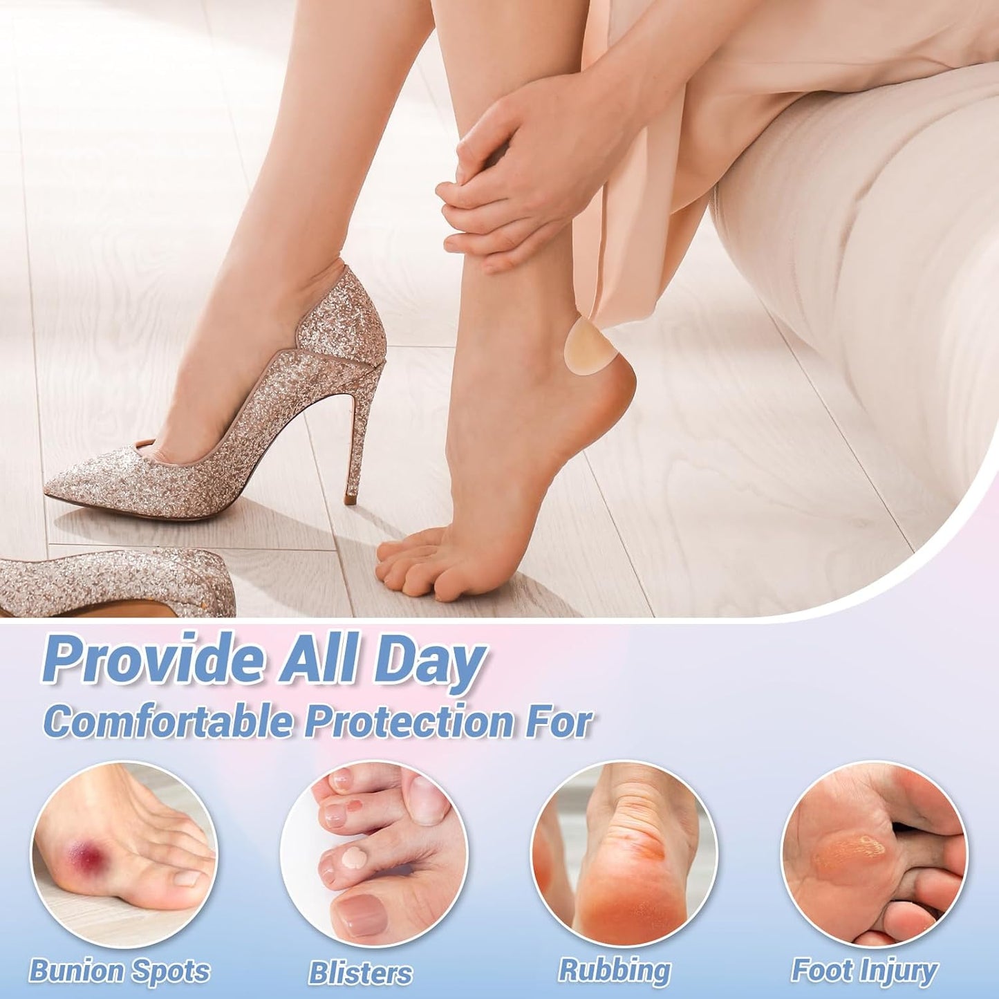 64 Pieces Hydrocolloid Blister Bandages for Feet - 6 Styles Waterproof Adhesive Blister Pads, Blister Patches for Heel, Foot, Toe, Blister Cushions for Prevention