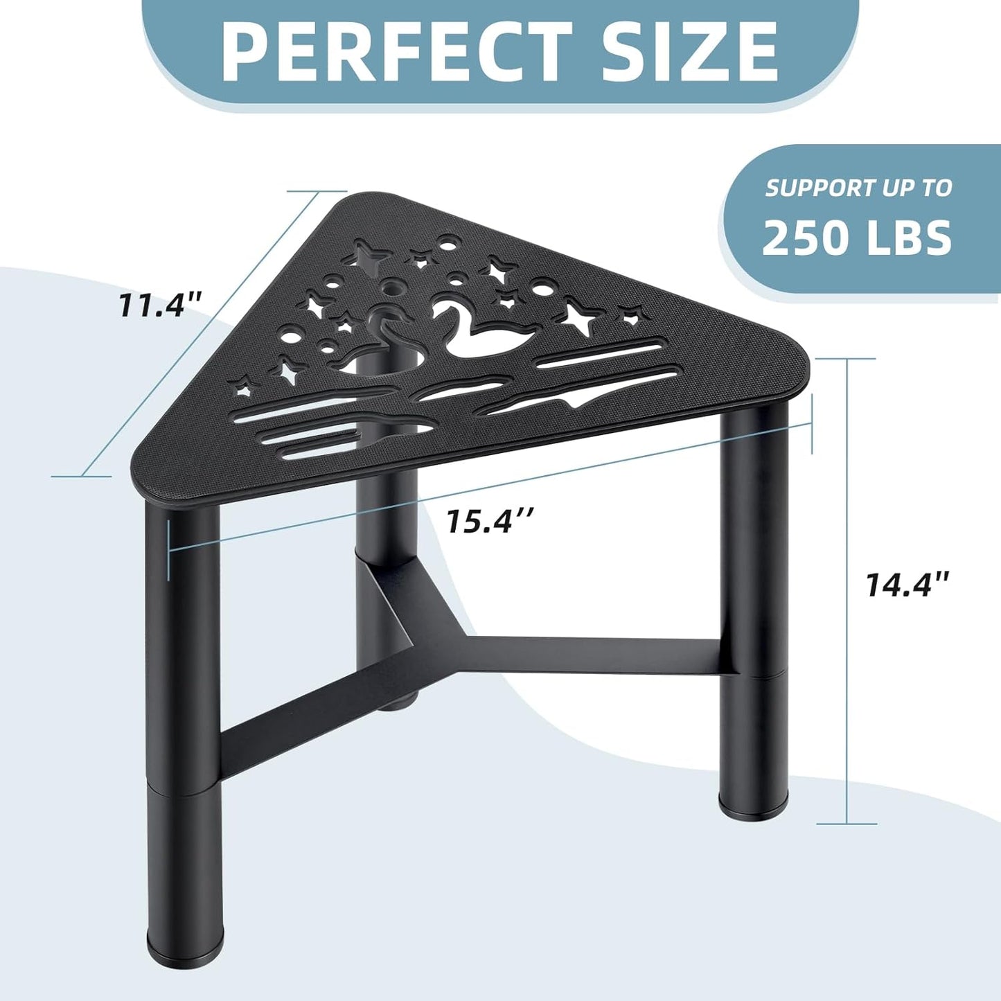 Metal Shower Foot Rest, Small Corner Shower Stool for Shaving Legs, Bathroom Bench for Inside Shower- Small Step Stools to Sit on, Bath Seat Shower with Storage Shelf for Bathroom Spa(Black)