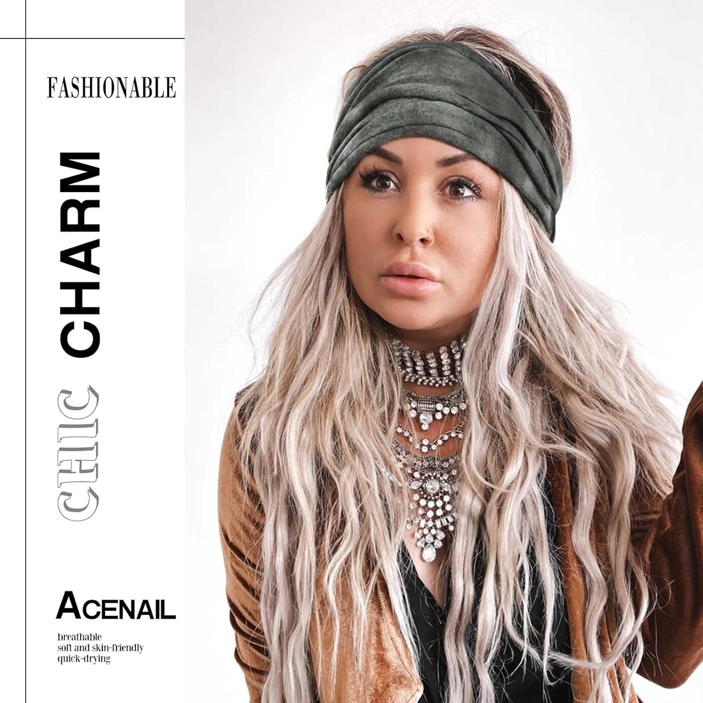 Acenail Wide Headbands Women Knotted Turban Headband Elastic Non Slip Hairbands Tie Dye Yoga Cotton Hair Scarfs Workout Boho Head Wraps Fashion Hair Accessories for Women 4Pcs(Tie Dye A)