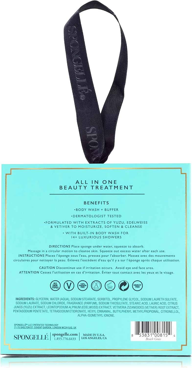 SPONGELLÉ Boxed Flower Shower Body Wash Infused Buffer, Beach Grass