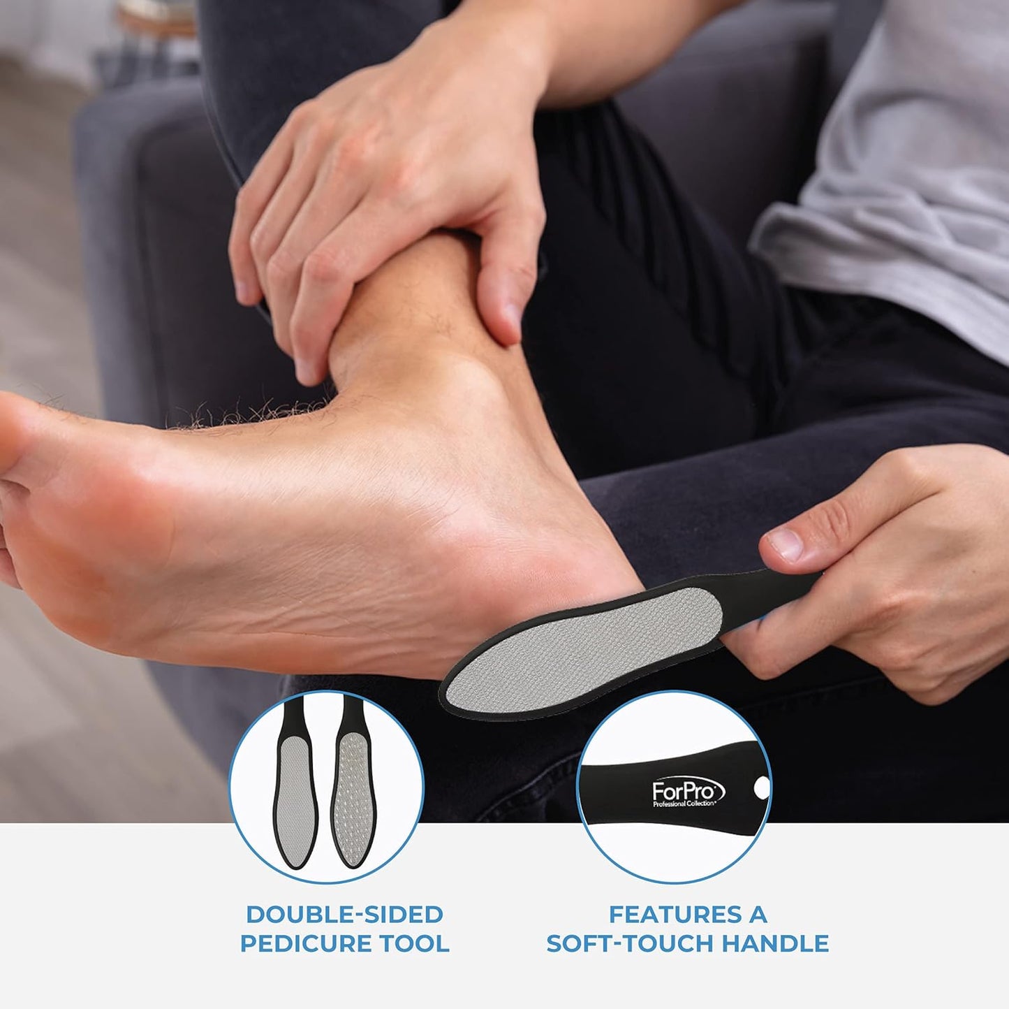 ForPro Black Bear Stainless Steel Pedicure File, Callus Remover Foot File, Double-Sided Professional Quality Tool for Heels and Feet, 10.5’’ L