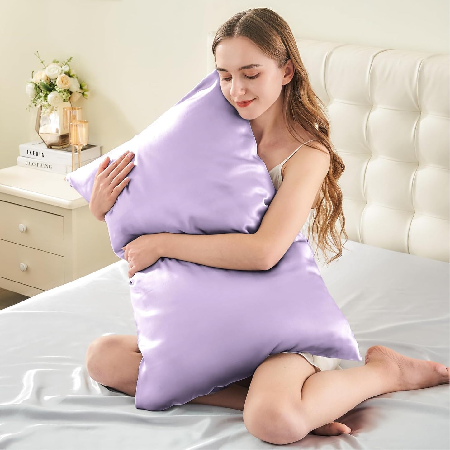 INFIIXSO Mulberry Silk Pillowcase for Hair and Skin, Silk Pillow Cases Standard Size with Hidden Zipper 20"x26", Extraordinary Smooth and Soft Cooling Pillow Cases for Hot Sleepers(Lavender, 1 Pack)