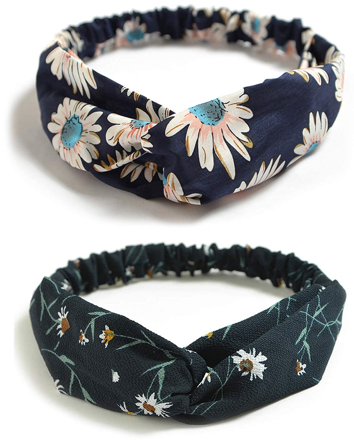 DRESHOW 10 Pack Boho Headbands for Women Vintage Cross Elastic Head Wrap Hair Accessories