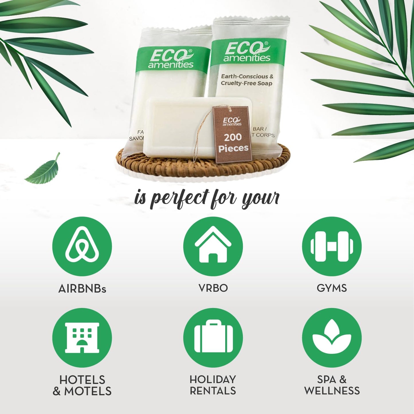 ECO amenities Travel Soap Bar - 0.5 oz, 200-Count, Green Tea Scent - Travel Essentials & Mini Soap Bars - Individually Wrapped - Hotel Toiletry Kit