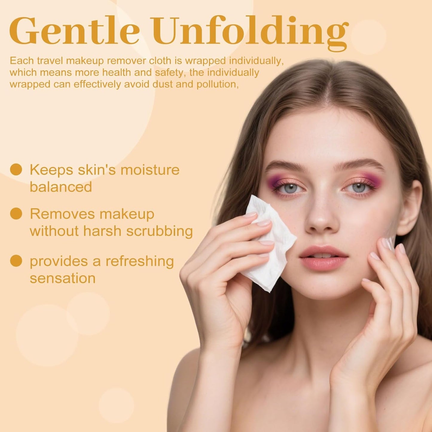 Makeup Remover Wipes Bulk Individually Wrapped,Travel Makeup Wipes Gentle for Face Cleansing Mascara Lipstick Travel Hotel（black,pack of 50)