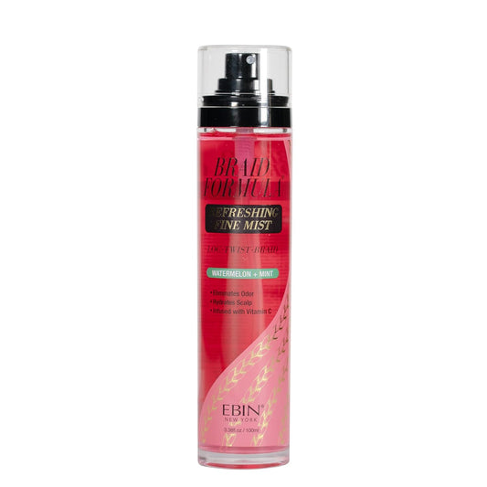 EBIN NEW YORK Braid Formula Refreshing Fine Mist 3.38 Fl. Oz. Watermelon + Mint - Elmiantes Odor, Gives High Shine, Infused Vitamin C for Hydrating Your Scalp, No Breakage, No Frizz