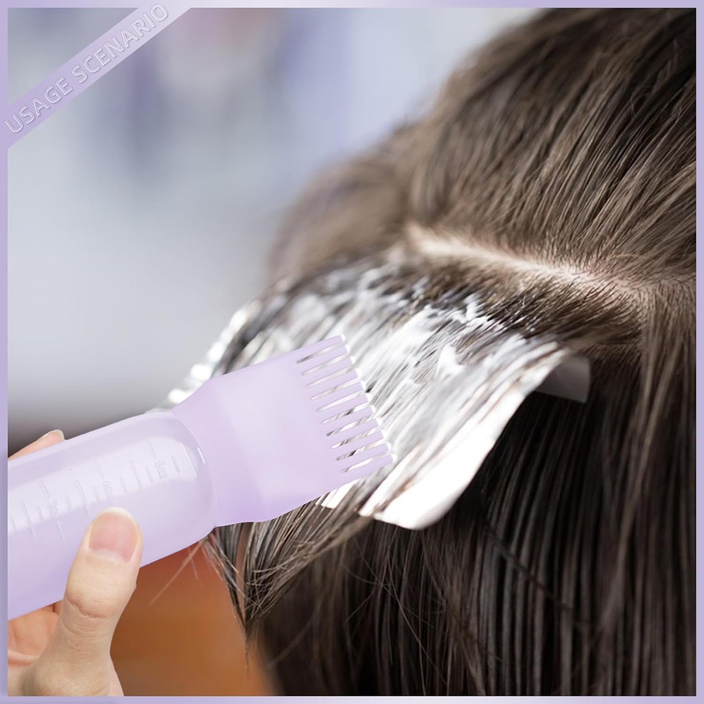 BLAAROOM Root Comb Applicator 6 Ounce, 2 Pack Hair Oil Dispenser With Brush for Oiling and Dyeing - Purple