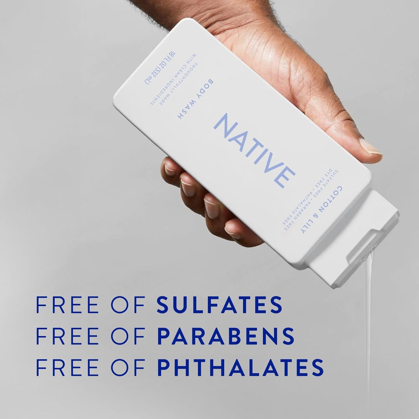 Native Body Wash Contains Naturally Derived Ingredients | For Women & Men, Sulfate, Paraben, & Dye Free Leaving Skin Soft and Hydrating | Cotton & Lily 18 oz - 2 Pk