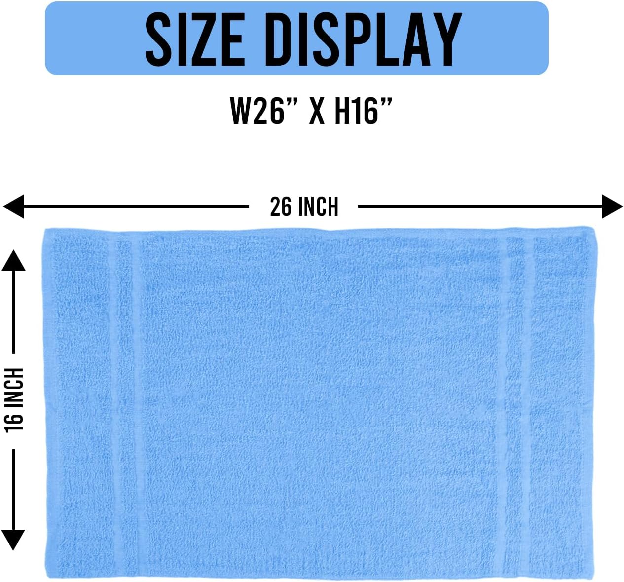 Hand Towels (Pack of 24) Light Blue Economy Salon Towels - 100% Cotton Spa Towel– 16 x 27 Inches Highly Absorbable, Facial, Gym, Hair Towels Face Towels Bulk