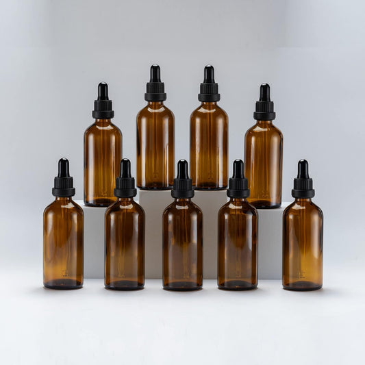YIZHAO Amber Glass Dropper Bottle 4oz, Tincture Bottles with Glass Dropper, for Essential Oils, Aromatherapy, Cosmetic, Laboratory, Pharmacy, Liquids, Travel –9 Pcs