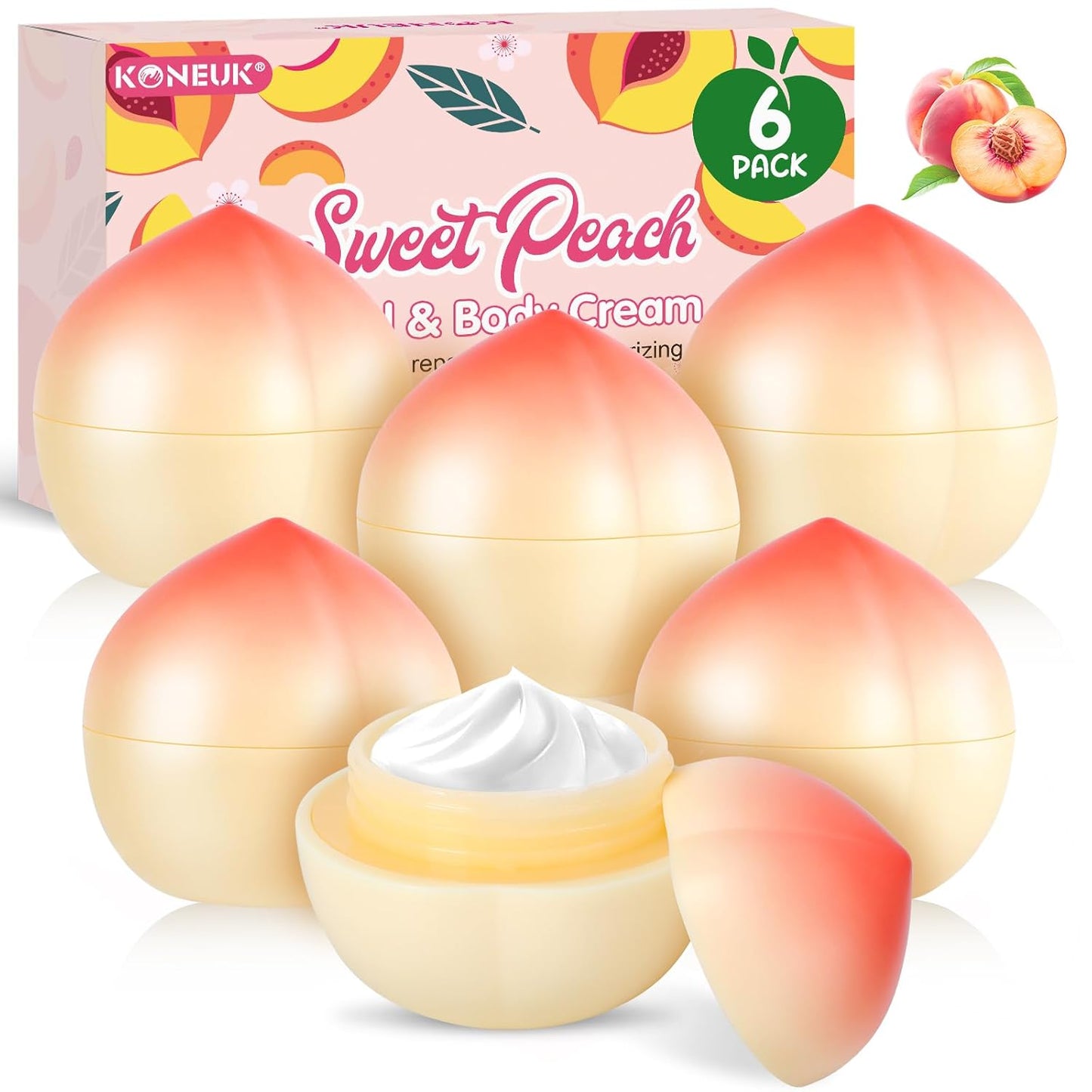 6 Pack Moisturizing Hand Cream Set, Small Gifts for Women, Bulk Hand Lotion for Dry Cracked Hands, Teacher Appreciation Gifts, Bridesmaid Gifts, Bridal Shower Gifts and Birthday Gifts, 1.06 Oz (Peach)