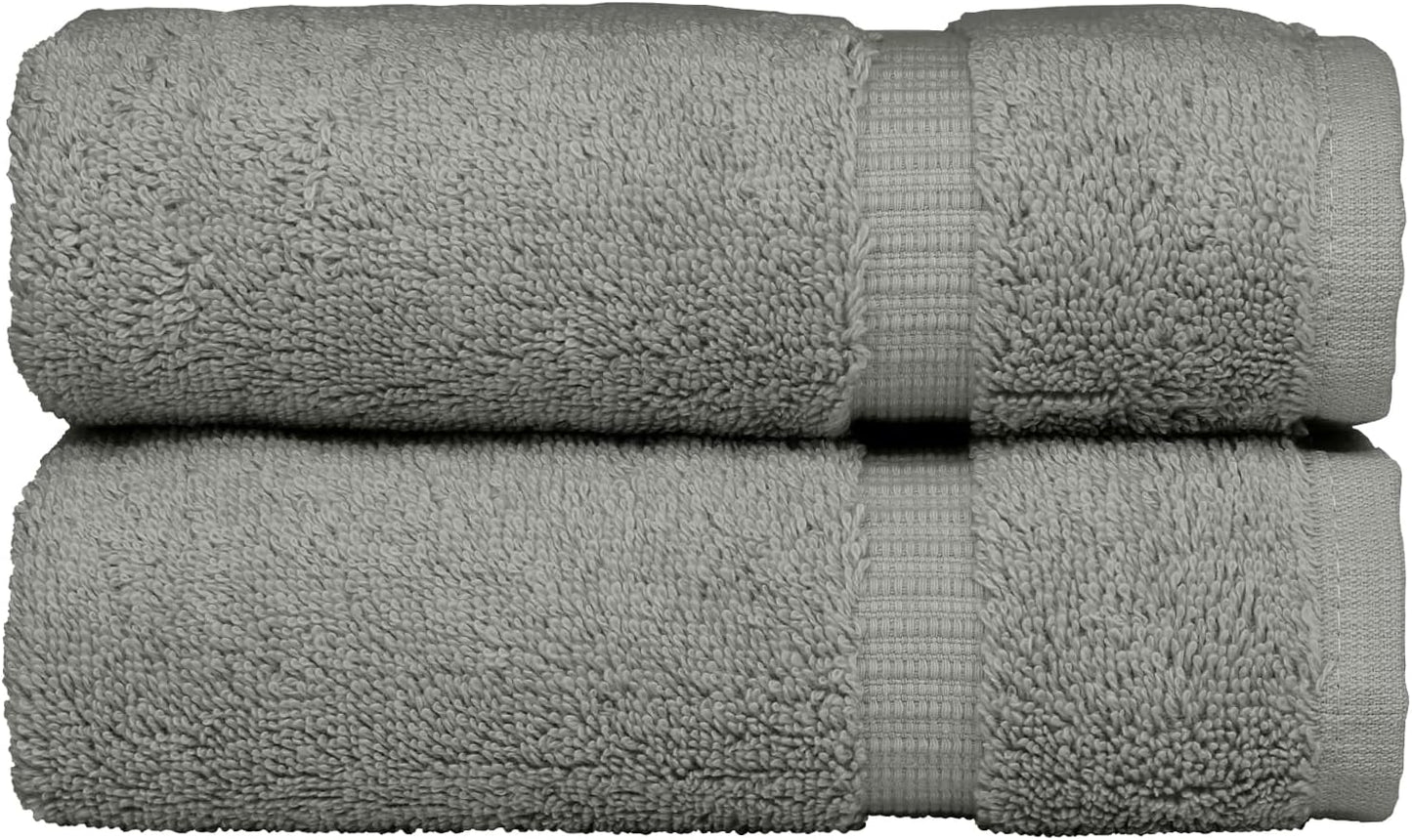 Monogrammed Hand Towel, Personalized Initial Gift, Extra Absorbent 100% Turkish Cotton - Soft Terry Finish - Set of 2 - Silver Block Initial U - Embroidered on Grey Towels