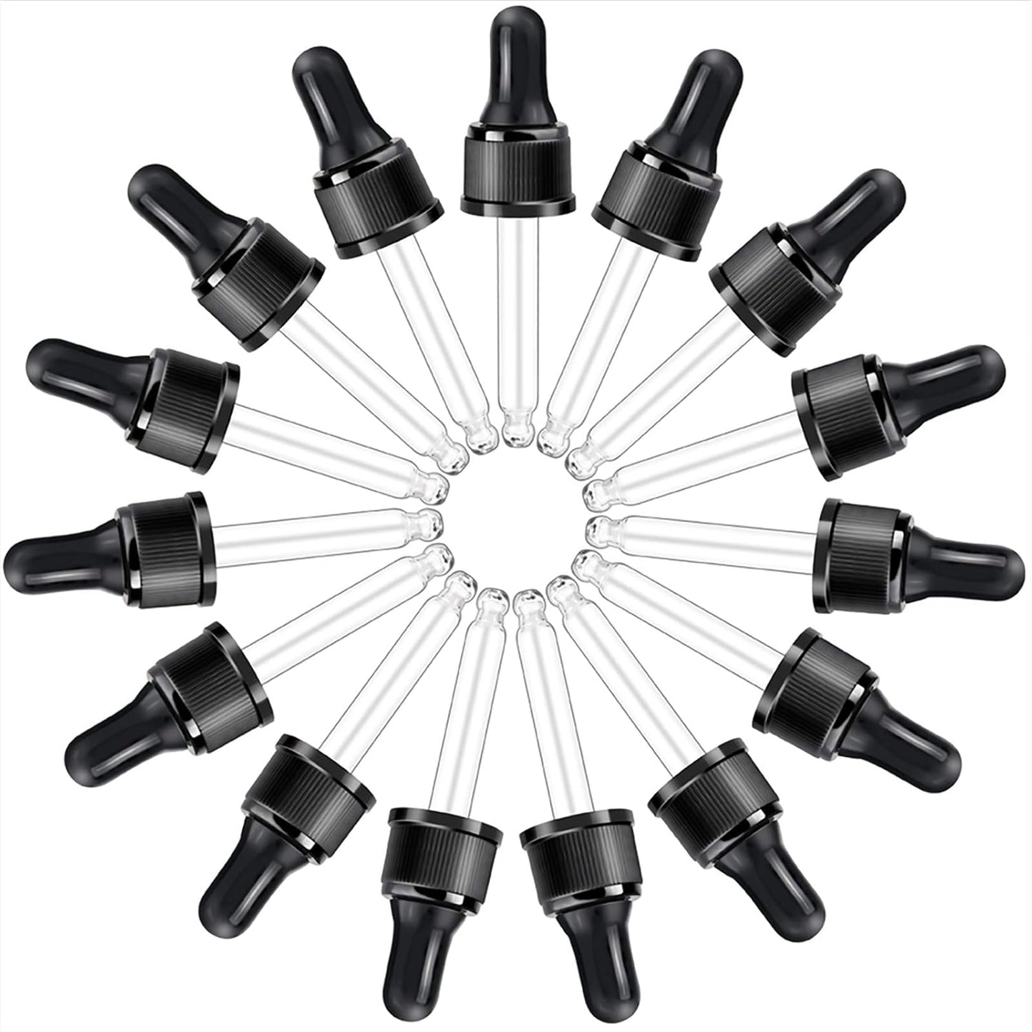 YGDZ Droppers for Essential Oils 15 Pack 15ml (1/2 Ounce) Glass Eye Dropper Tops - Fit for DoTerra Young Living 15ml Essential Oil Bottles
