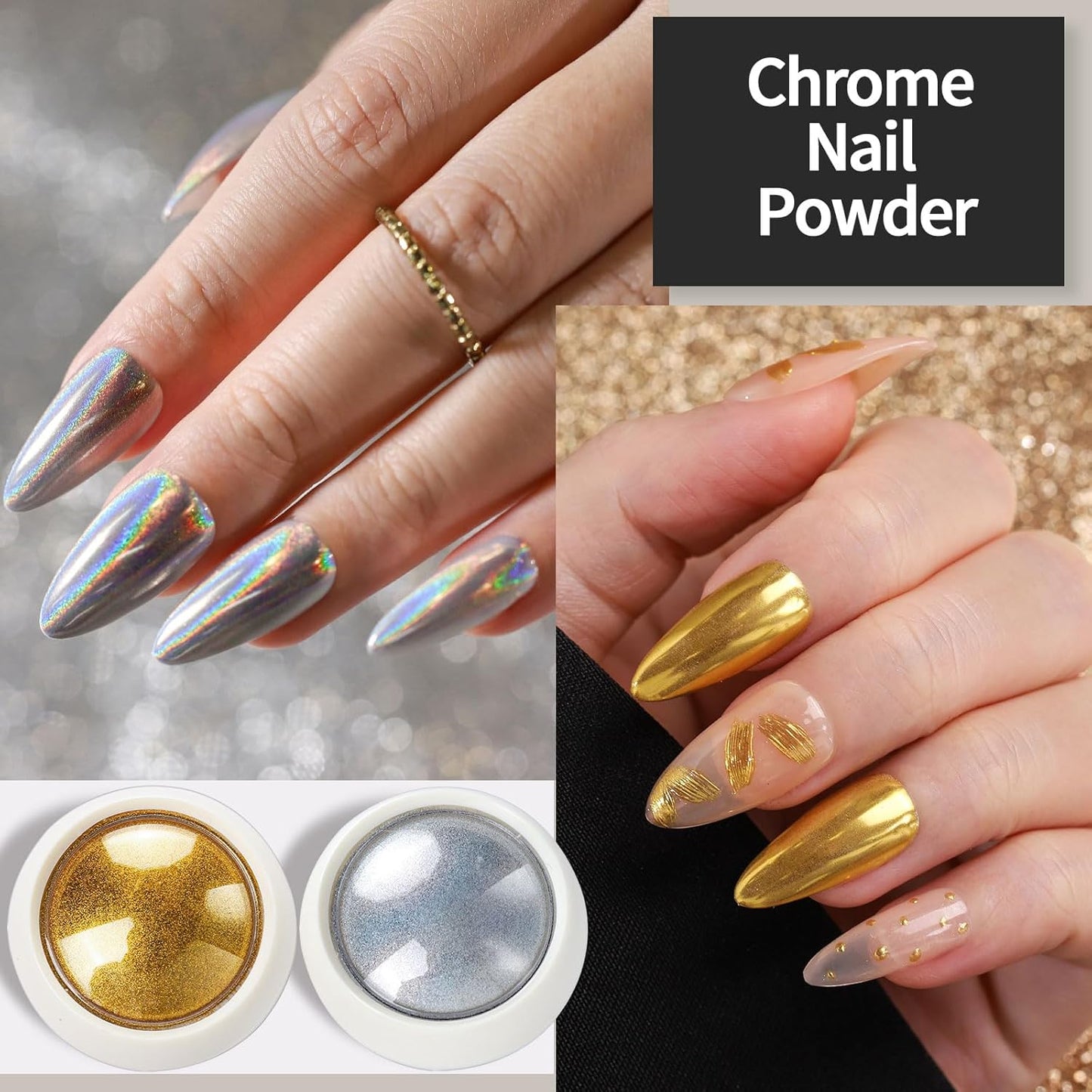 FANDAMEI Nail Design Kit, Nail Art Kit, 15 PCS Nail Brushes For Nail Art, Nail Art Tools, Rhinestones For Nails, Nail Stickers, Pearl Chrome Nail Powder, Chrome Powder For Nails, Nail Design Tools