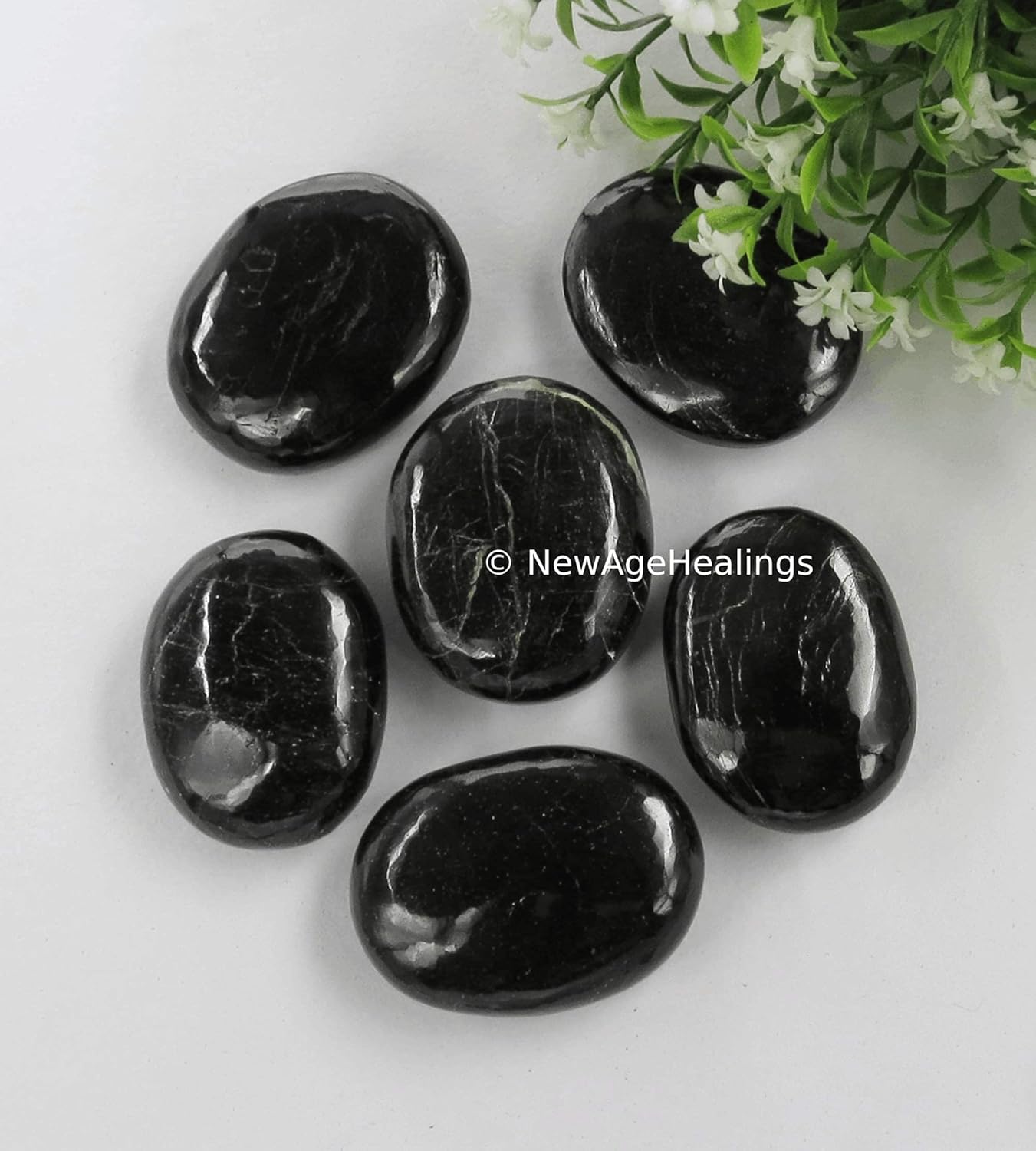 Amazing Gemstone Natural Black Tourmaline Crystals and Healing Stones - Large Palm Stone Crystals Piedra - Crystal for Protection, Meditation - Unique Stocking Stuffers and Birthday Gifts for Women