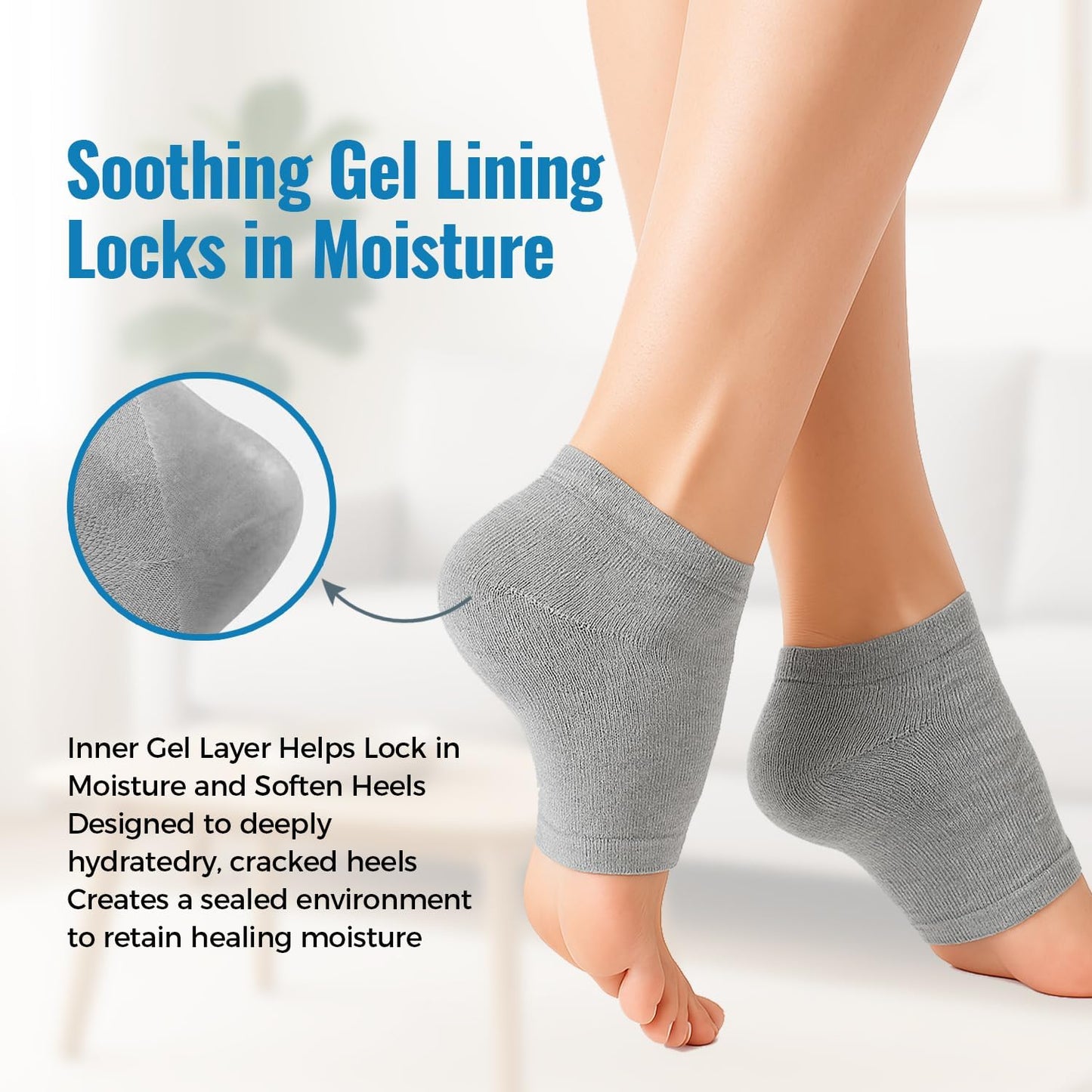 2 Pairs Moisturizing Gel Toeless Socks for Dry Feet Cracked Heel Stick Repair Treatment Women Hydrating Foot Spa Moisture Softens Reusable Pedicure Sock