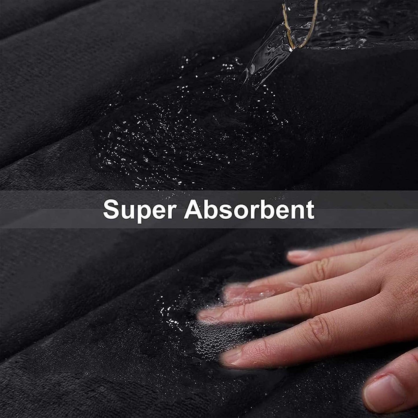 Buganda Memory Foam Bath Mat, 40" x 32", Ultra Soft and Non-Slip Bathroom Rugs, Water Absorbent and Machine Washable Bath Rug Runner for Bathroom, Shower, and Tub, Black