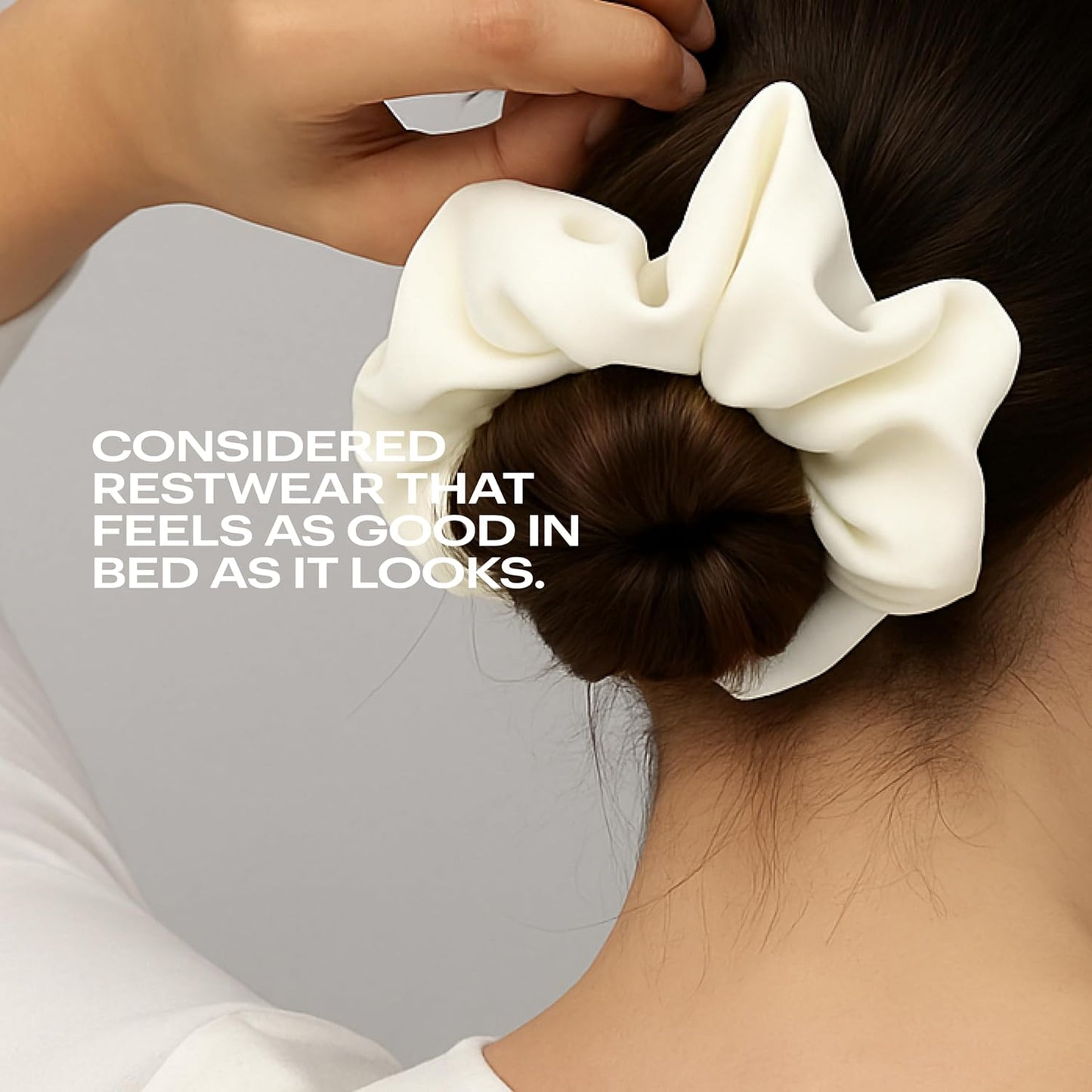 Lunya Washable Silk Scrunchies - Mulberry Silk Hair Ties - Tranquil White - One Size Fits Most