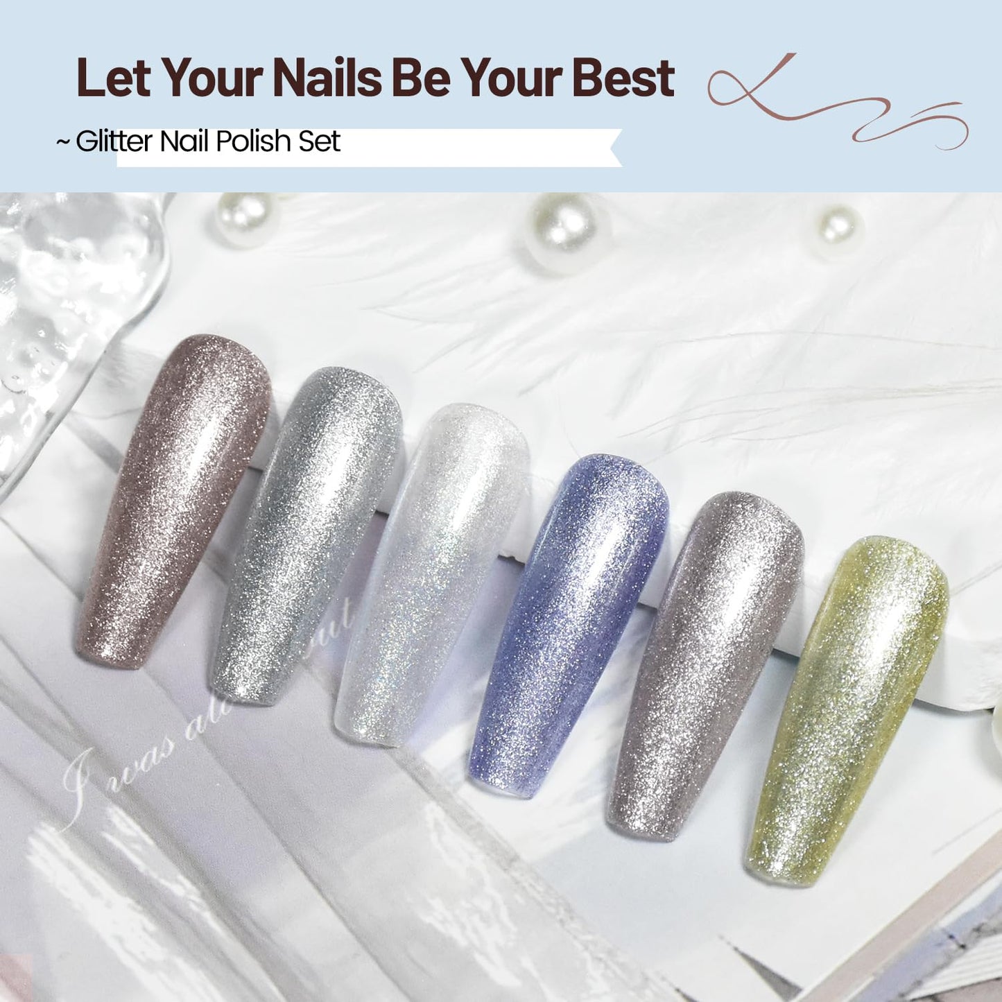 10ml Glitter Nail Polish Set 6 Colors Glitter Effect All Seasons Neutral Color Quick Dry Nail Polish Set for Women Salon DIY Nail Art