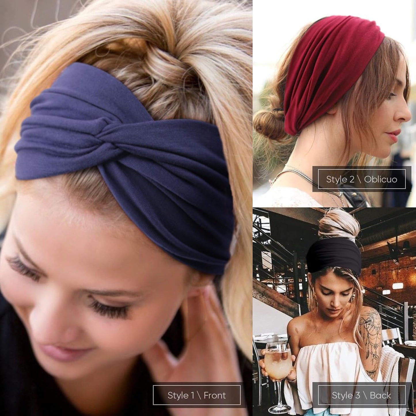 Extra Wide Headbands for Women Large Turban Headband Non Slip Boho Elastic Hairband Hair Twisted Knot Head Bands Accessories