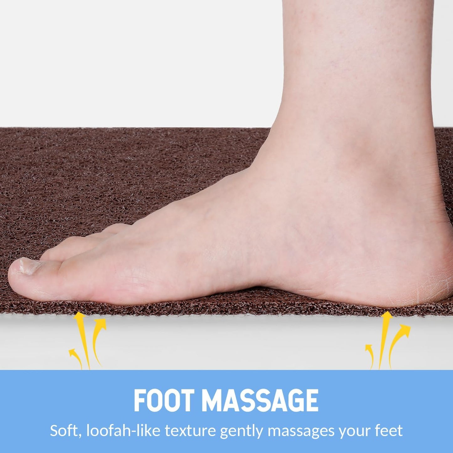 Non-Slip Bathtub Mat, Anti Slip Shower Mat, Fast Drying Bathtub Mats, Foot Scrubber Mat, Anti Slip Mat for Tub, Floor, Bathroom, Kitchen, Home, Hotel (Brown 24"×16")