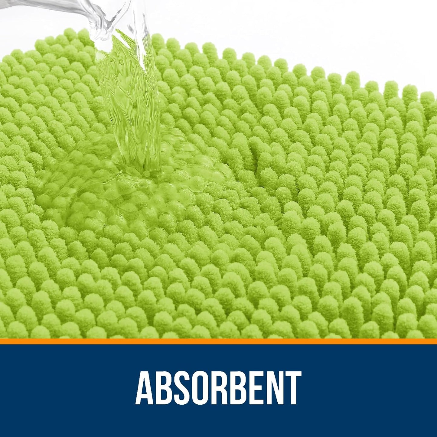 OLANLY Bathroom Rugs 24x16, Extra Soft Absorbent Chenille Bath Rugs, Rubber Backing Quick Dry, Machine Washable Bath Mats for Bathroom Floor, Tub and Shower, Home Decor Accessories, Bright Green