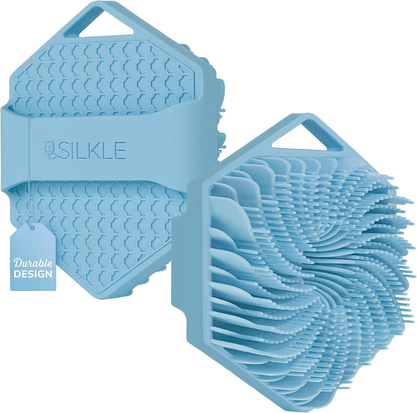 Silicone Body Scrubber - Exfoliating Bath Brush and Skin Cleanser - Shower Sponge for Gentle Body Scrub and Wash - Silicone Scrubbing Care Tool for a Refreshed and Renewed You - Blue