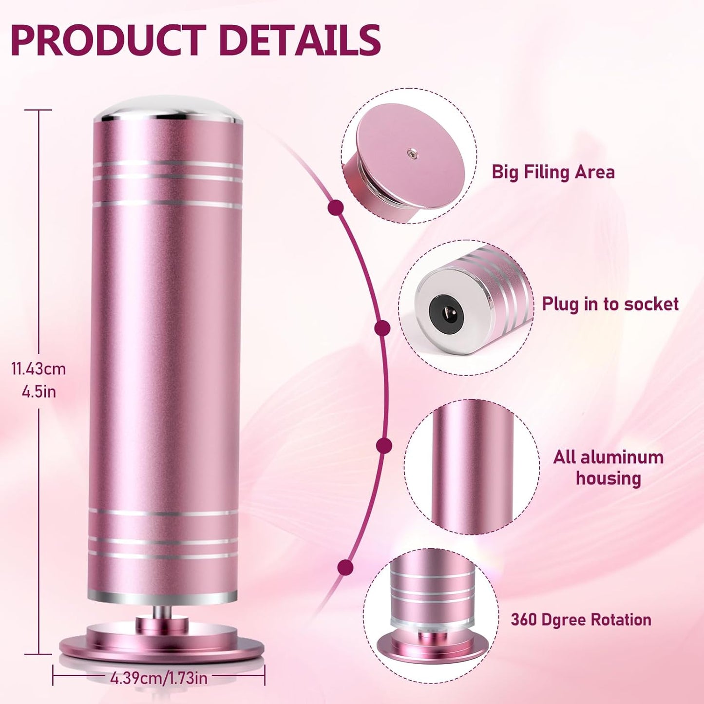 krofaue 1000RPM Electric Foot Callus Remover - Stepless Speed Control Foot Sander with 60pcs Replacement Sandpaper Disk, Electric Foot File Professional Pedicure Tool for Women Dead Cracked Hard Skin