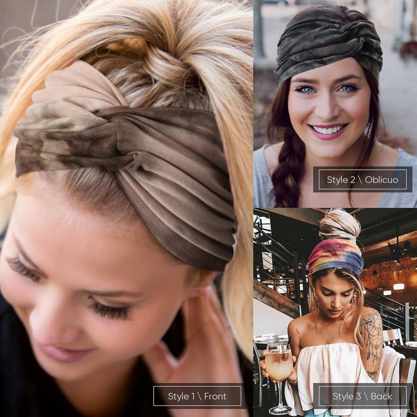 Extra Wide Headbands for Women Large Turban Headband Non Slip Boho Elastic Hairband Hair Twisted Knot Head Bands Accessories