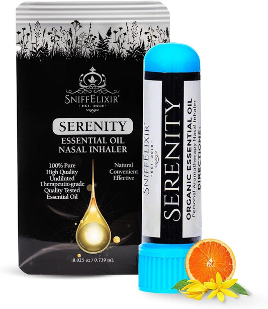Serenity Nasal Inhaler Stick, Aromatherapy Oils for Calm, Stress Relief, & Mood with Ylang Ylang & Mandarin Essential Oil