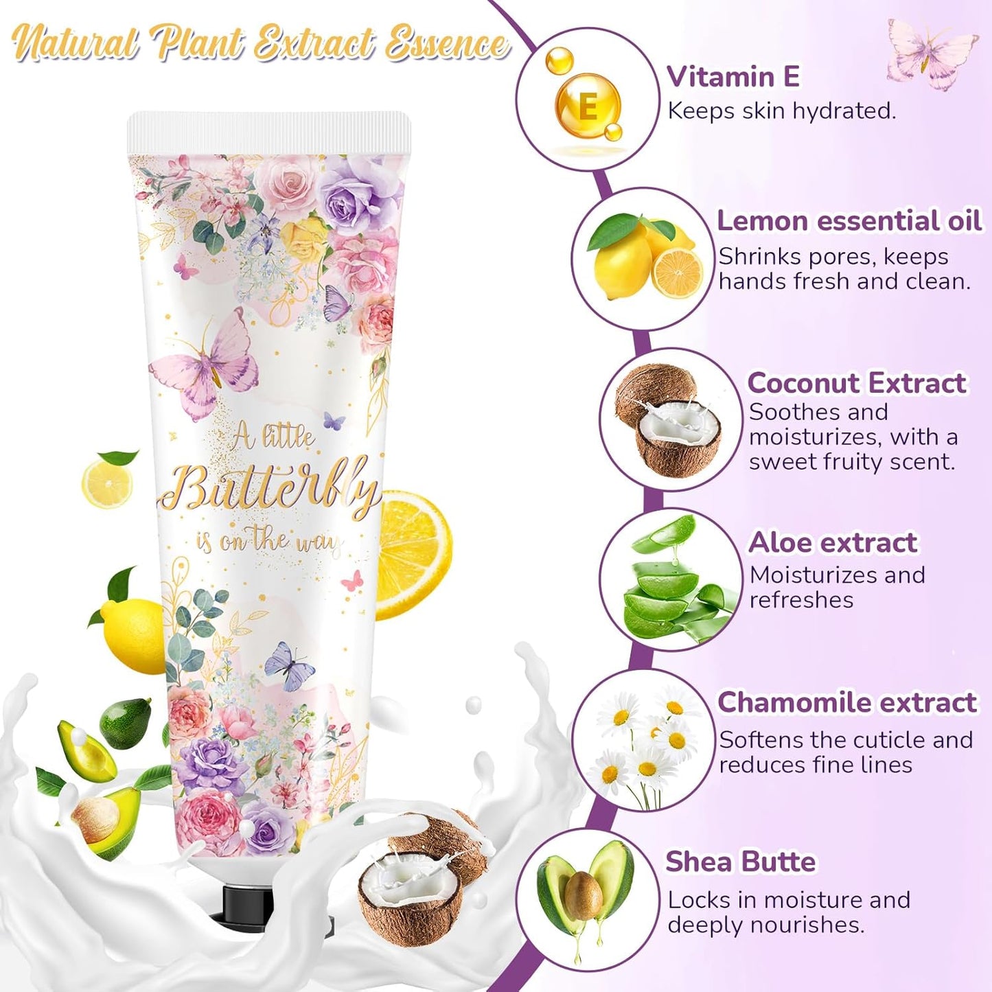 48 Sets a Butterfly Is on The Way Hand Cream Gifts Bulk Baby Shower Hand Cream Travel Size Lotion Bulk Fall Thanksgiving Party Supplies Favors Birthday Wedding for Guest