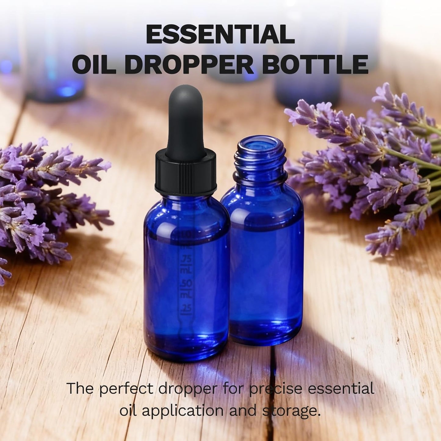 Bumobum Dropper Bottle, 1 oz Blue Glass Dropper Bottle with Measured Dropper, Empty Eye Tincture Bottles with Funnel & Labels for Essential Hair Oils Serums, 4 Pack