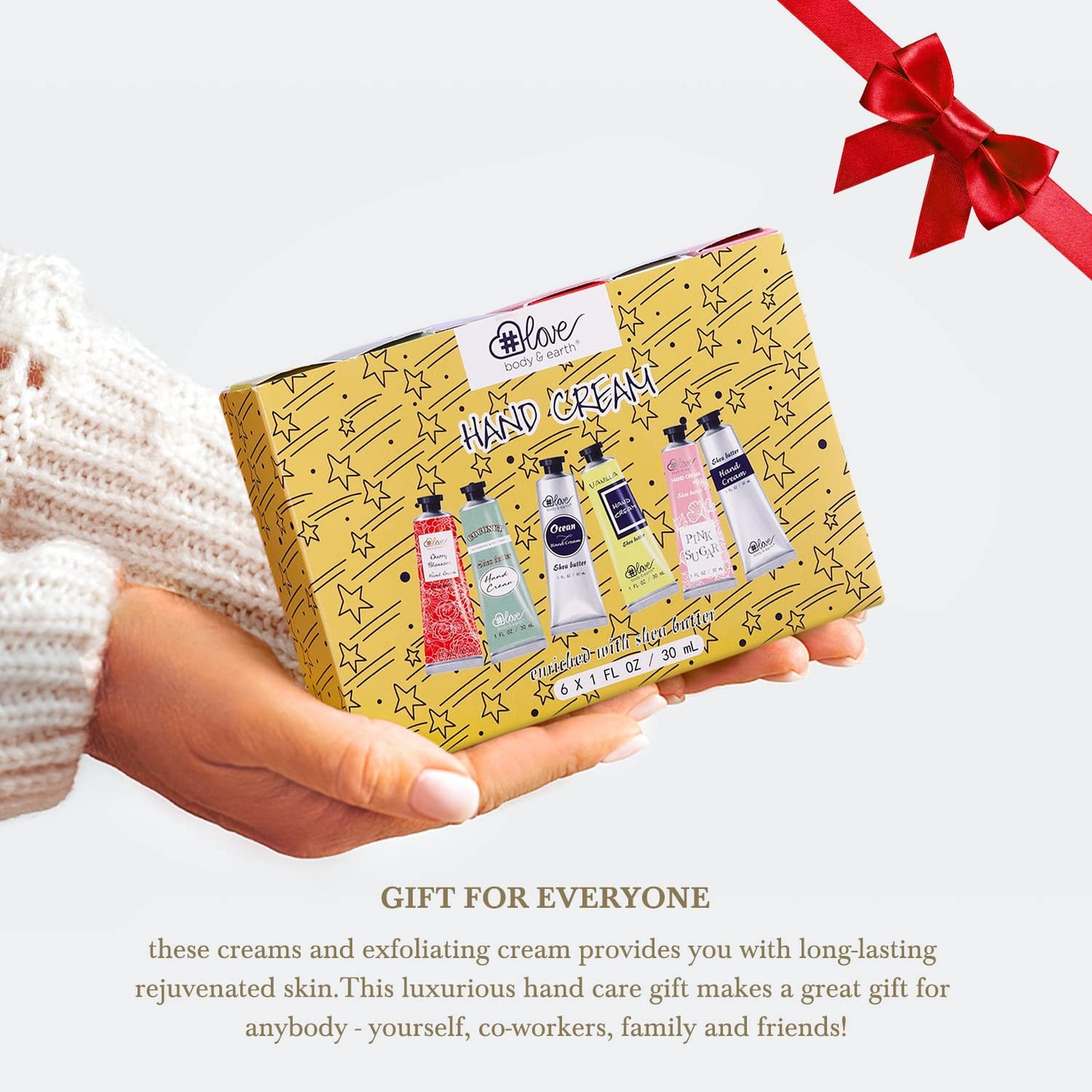 BODY & EARTH # LOVE Hand Cream Gift Set Hand Lotion Sets for Women Gift, Pack of 6 Advanced Repair Hand Cream for Dry Hands Non-greasy, Mothers Day Gifts for Mom, Women Birthday Gift for Her