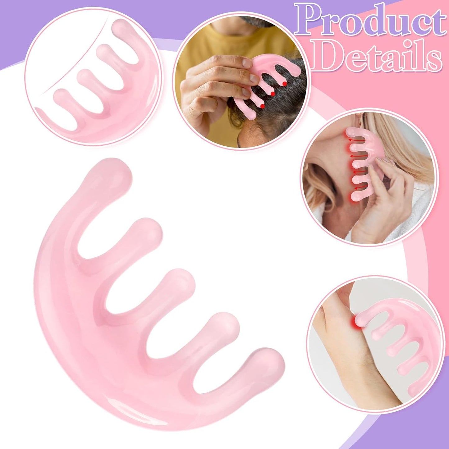 2 Pack Hair Oil Applicator Bottle for Scalp with Massage Comb,6 OZ Hair Oil Bottle with Root Comb for Scalp, Shampoo Scrubber Applicator,Hair Dye Tools(Purple, white)