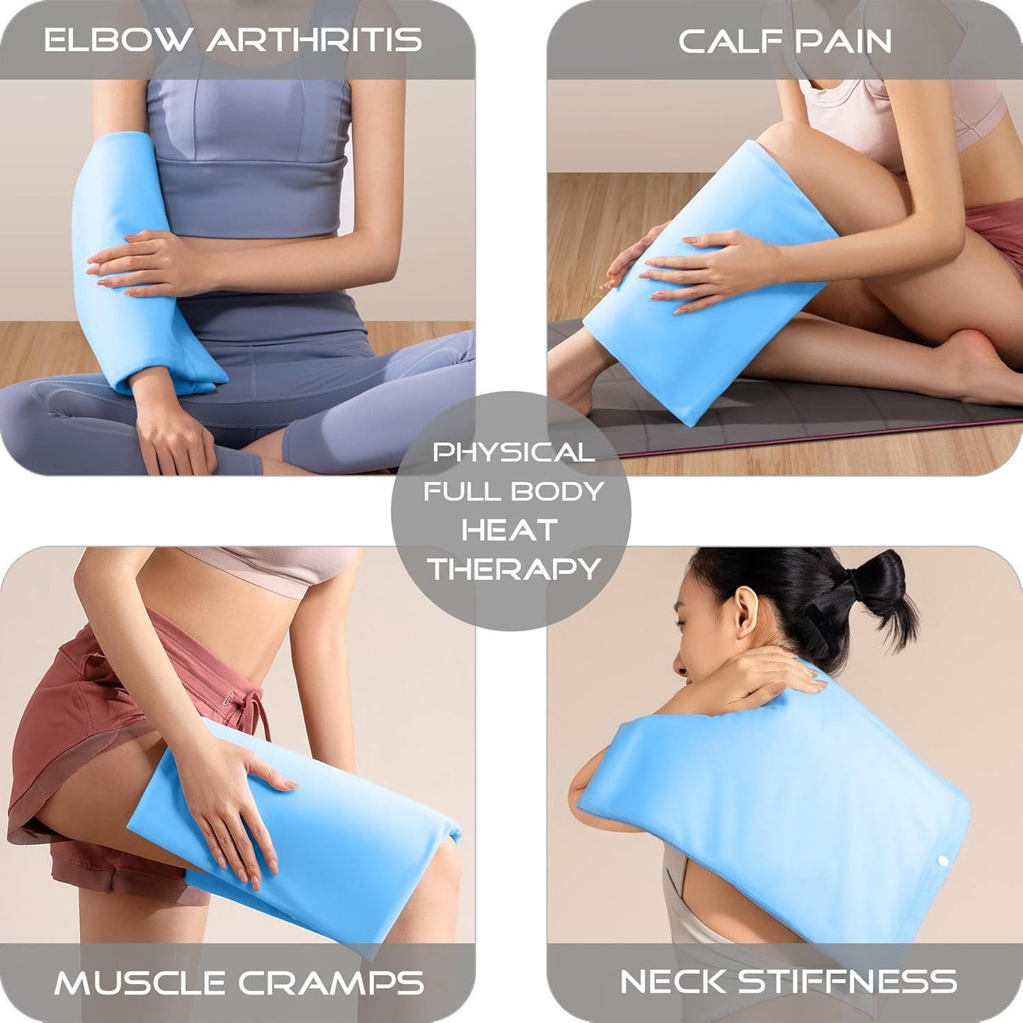 Boncare® Vinyl Large Heating Pad 3 Timers and Stay on for Back Pain Relief and Cramps, 4 Temperature Settings Hot Electric Heat Pad with Washable Cover Blue (12"x 24")