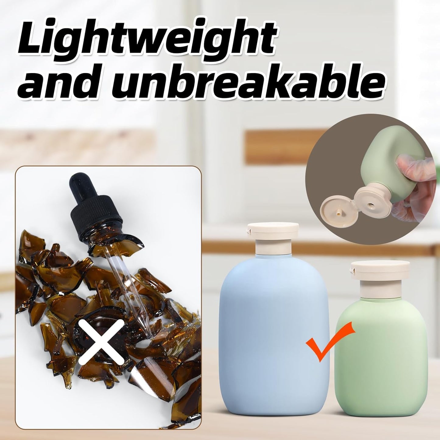 ASEVAT 8.8oz Travel Bottle with Flip Cap, Leak Proof Squeeze Bottles, Refillable Plastic Travel Containers for Creams, Lotion, Foundation, Shampoo, Conditioner