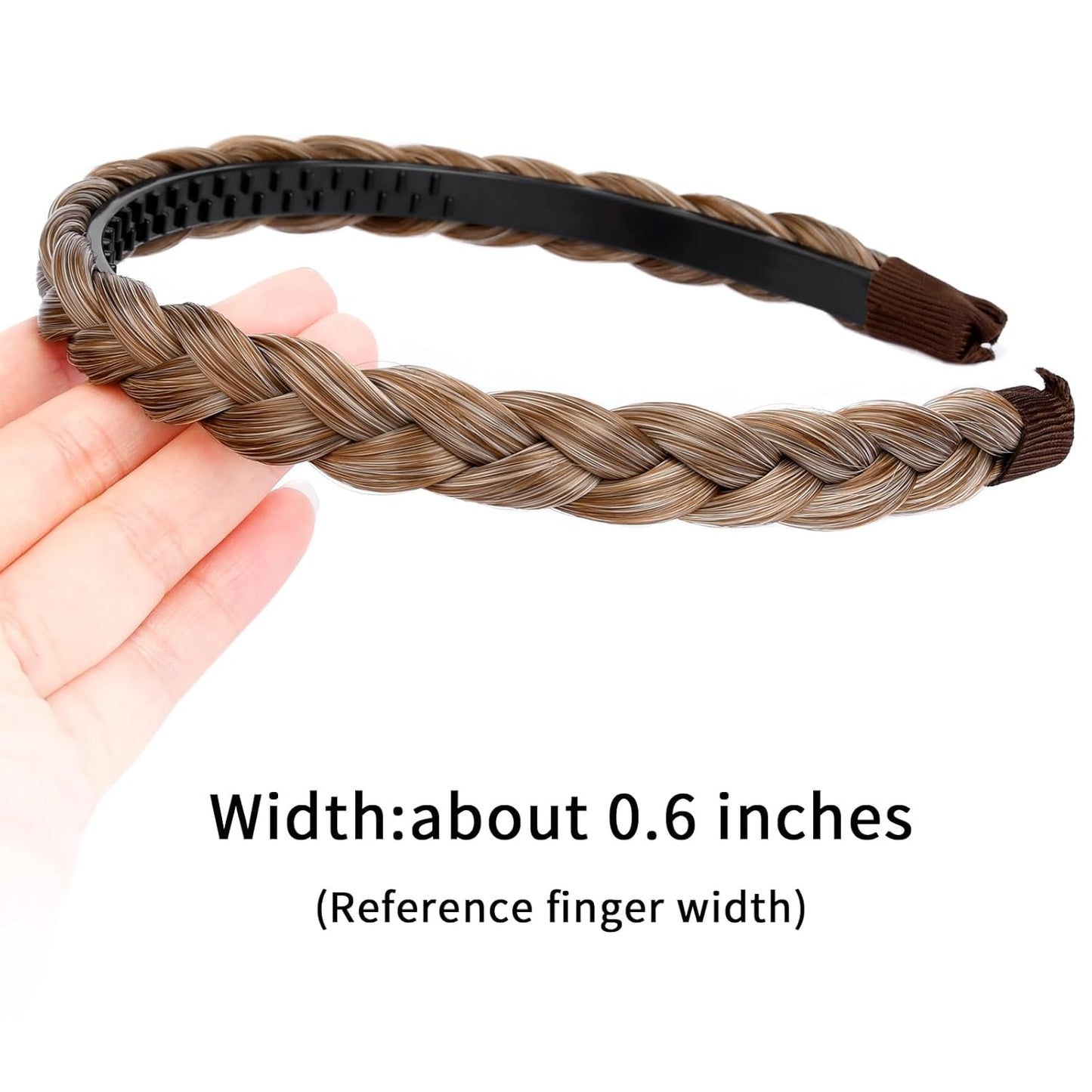 DIGUAN Width 0.6 inches Narrow Synthetic Hair Plaited Headband Braid With Teeth Hair Band Accessories for Women Girl (Caramel Blonde)