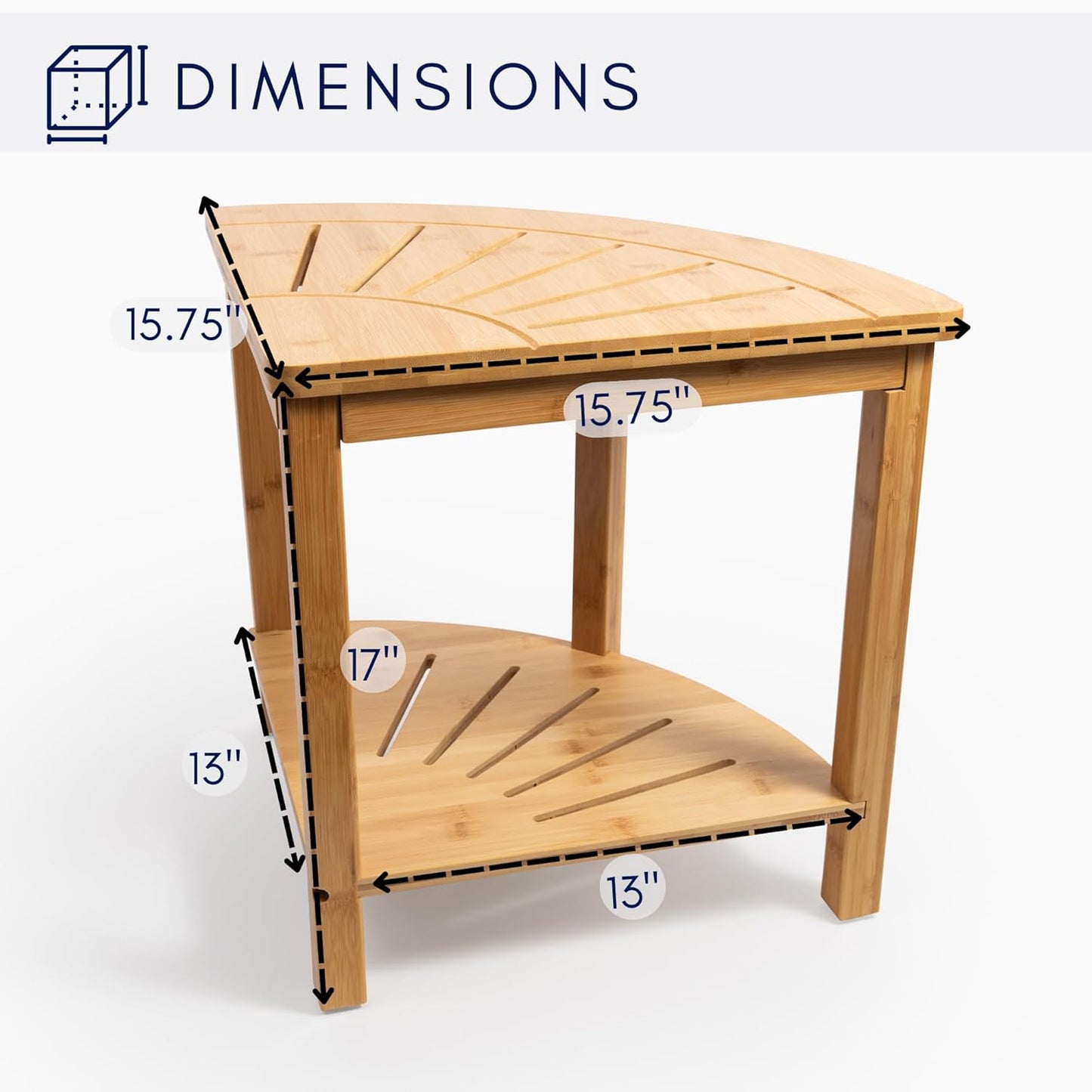DECOMIL - Bamboo Corner Shower Bench, Bathroom Shower Stool with Storage, Nonslip Feet & Waterproof Bench, Perfect for Bath, Spa and Home Décor