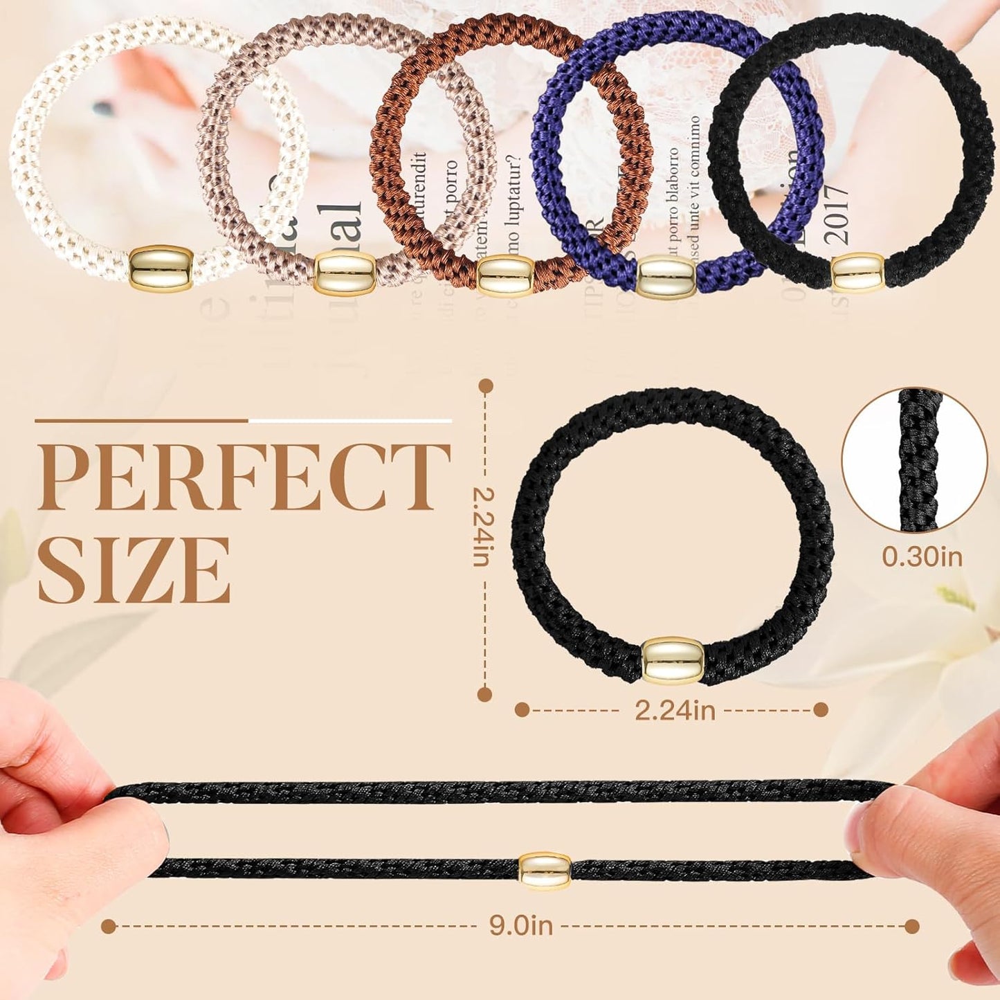 Hair Ties No Damage - 10PCS Ponytail Holders - Elastic Hair Ties for Thick Hair - Braided Hair Bands for Women Girls's Hair - Classic Dinner