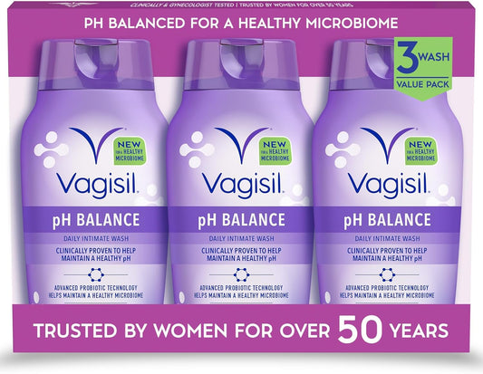 Vagisil Feminine Wash for Intimate Area Hygiene, pH Balance, Gynecologist Tested, Hypoallergenic, 12 oz, (Pack of 3)