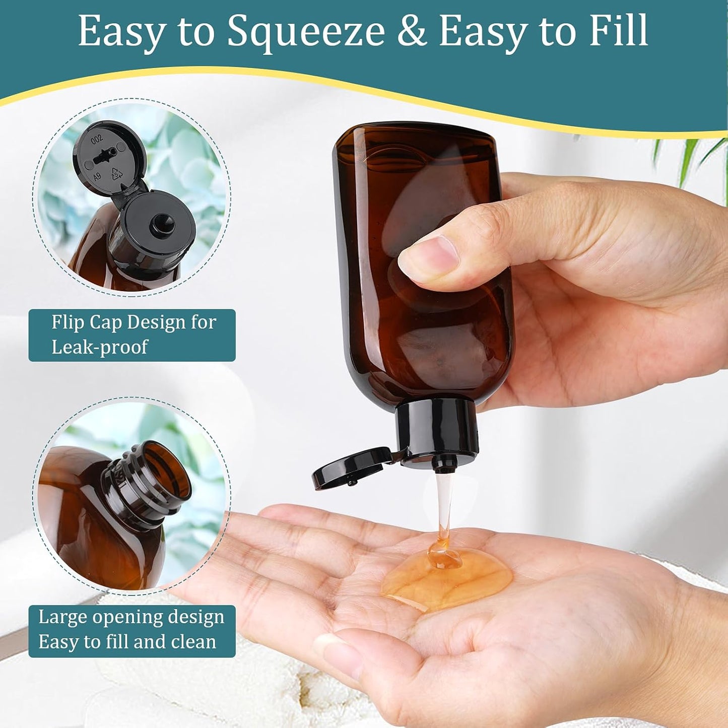 Cosywell Travel Bottles for Toiletries 4pcs 3.4oz Travel Shampoo and Conditioner Bottles TSA Approved Travel Size Containers Leak Proof Small Plastic Squeeze Bottles with Flip Cap