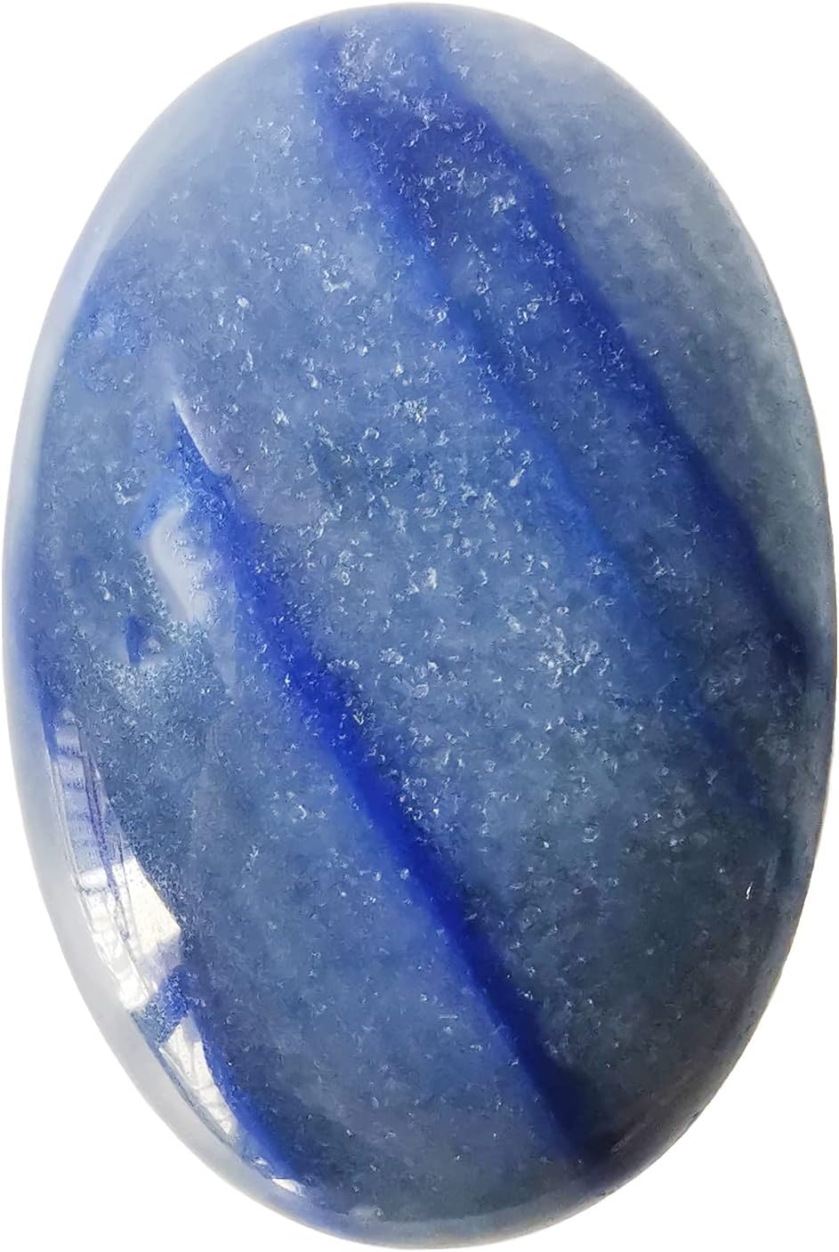Natural Blue Aventurine Oval Polished Worry Stones, Healing Crystal Indoor Fountain Stones Massage Energy Anxiety Relief Items