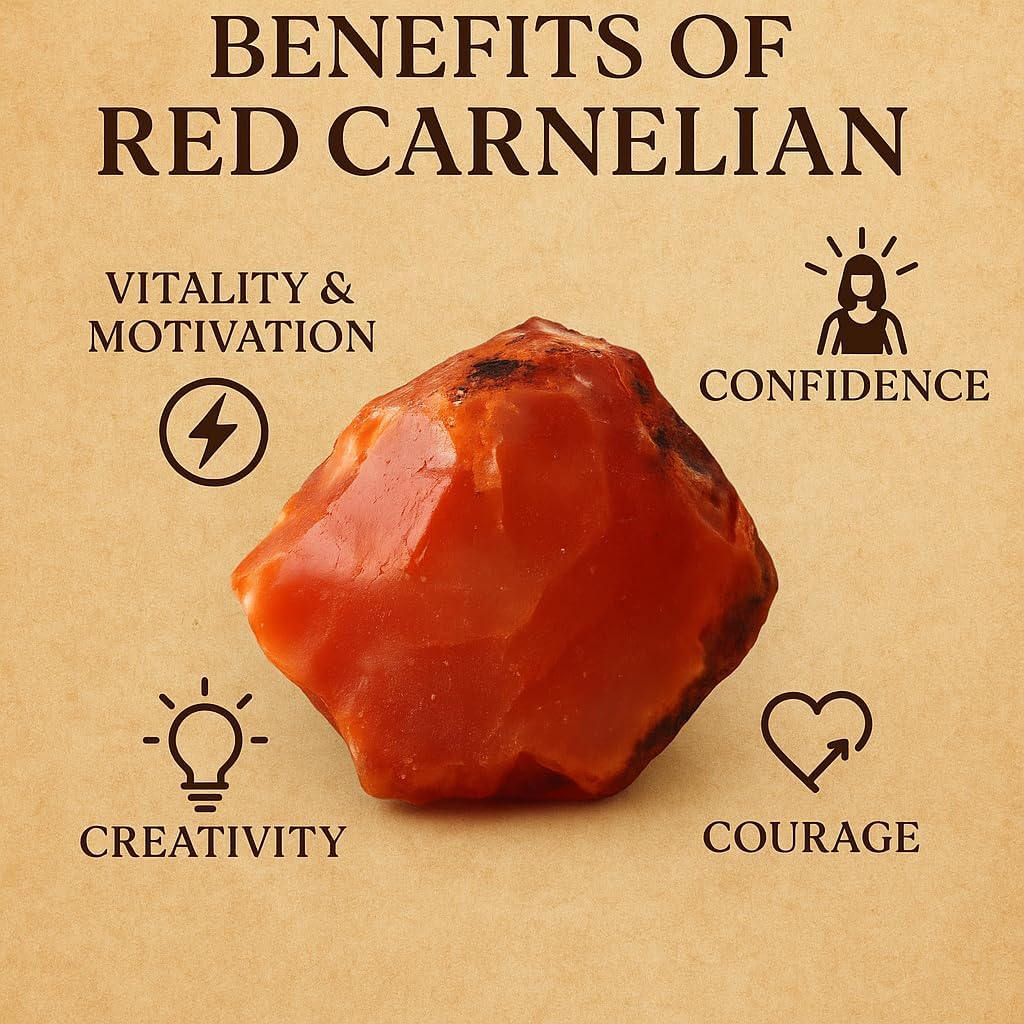 Large 1.25-2.0” Natural Red Carnelian Raw Stone – Healing Crystal for Creativity, Courage & Motivation | 100% Genuine Rough Carnelian Gemstone for Sacral Chakra, Reiki, Meditation & Manifestation