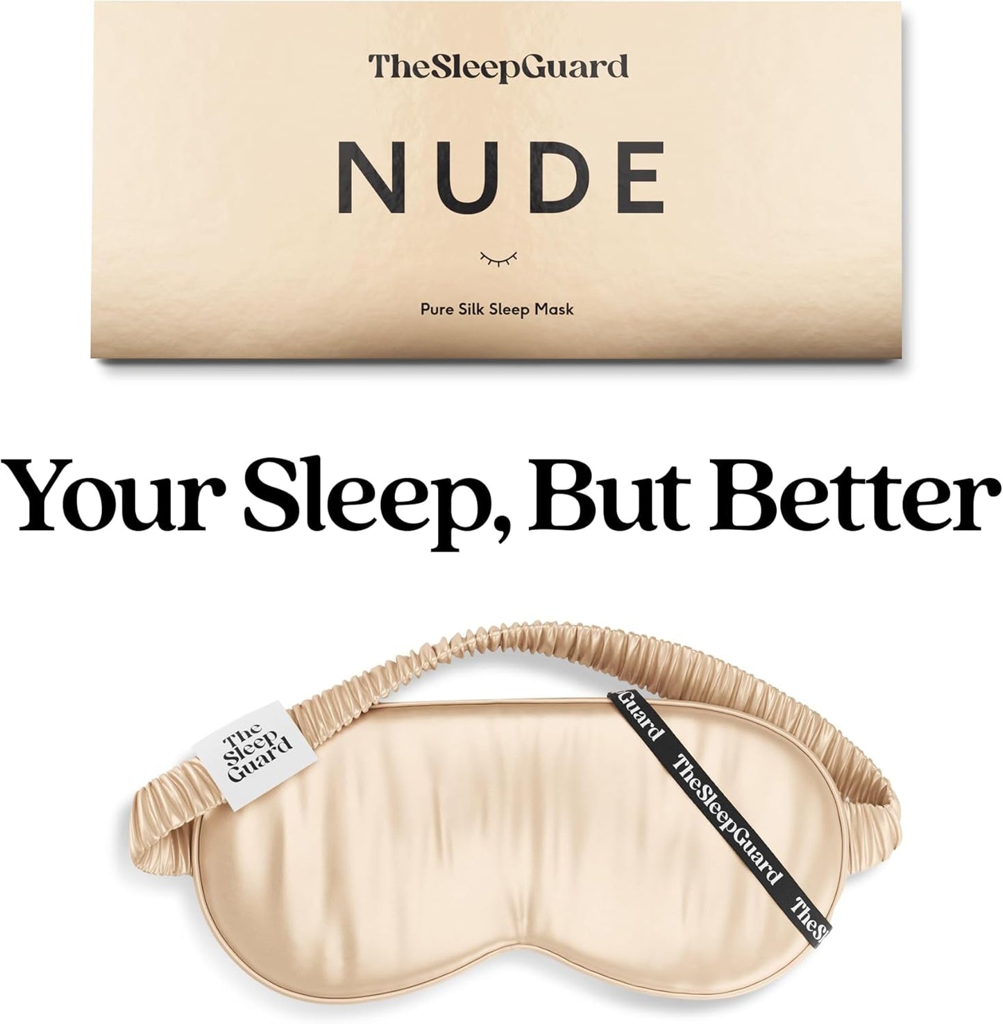 TheSleepGuard Pure Silk Sleep Mask [100% 6A Mulberry Silk, 22 Momme] Light Blocking Travel Essentials. Eye Masks for Sleeping. Black Oeko-Tex Blindfold. Eye Covers for Men & Women