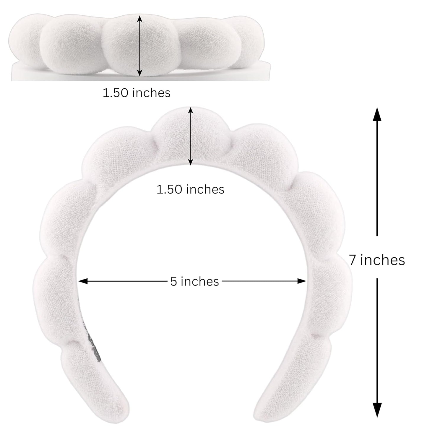 Skincare Headband - Hair band for Washing Face & Makeup Headband for Women - Terry Cloth Hairband for Spa & Skincare Routines - Perfect for Face Wash & Makeup Application (White)