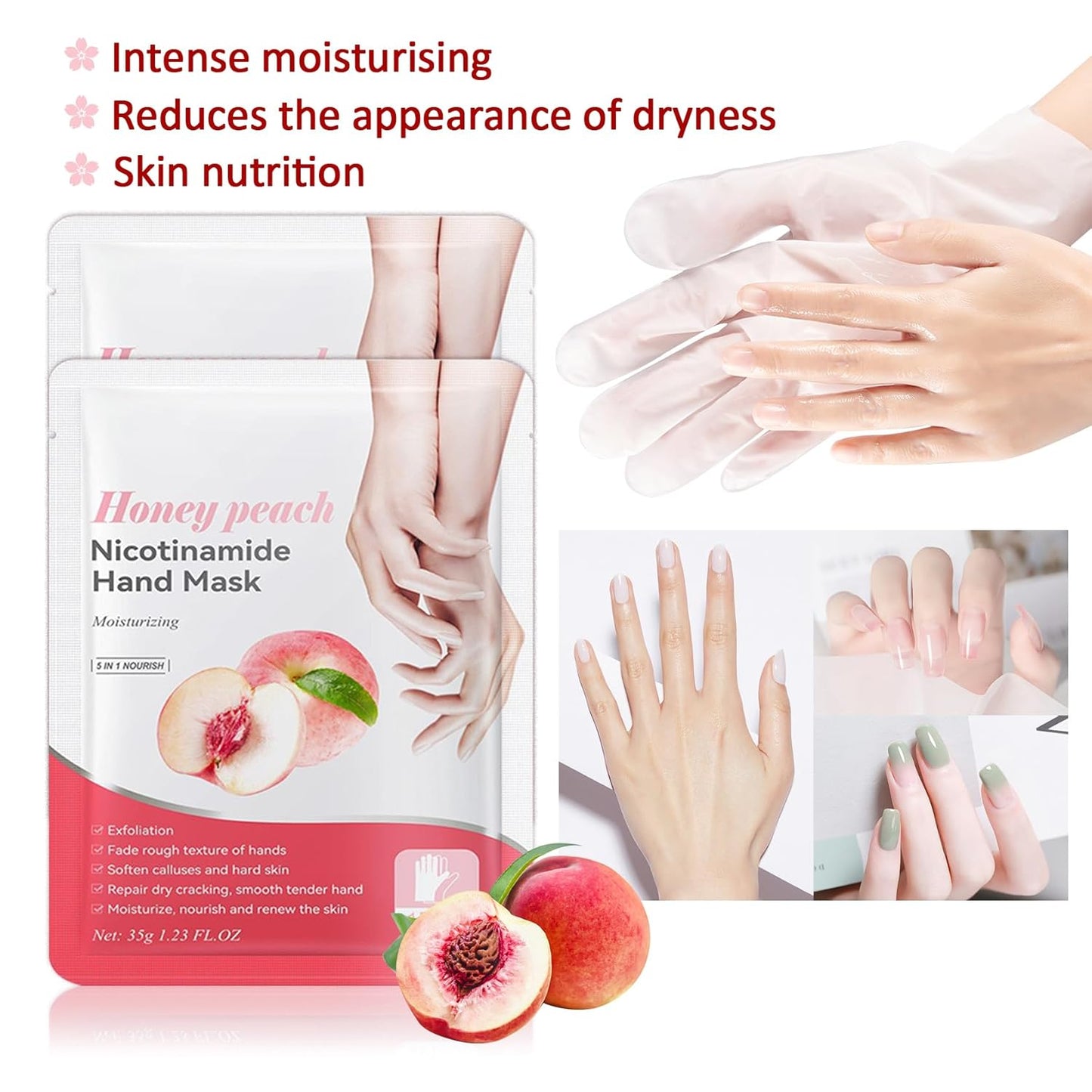 Hand Masks Moisturizing Gloves,6 Pairs Hydrating Hand Peel Masks Gift Set for Dry Cracked Hands Care,Long-lasting and Non-greasy Hand Moisturizer Gloves for Women G
